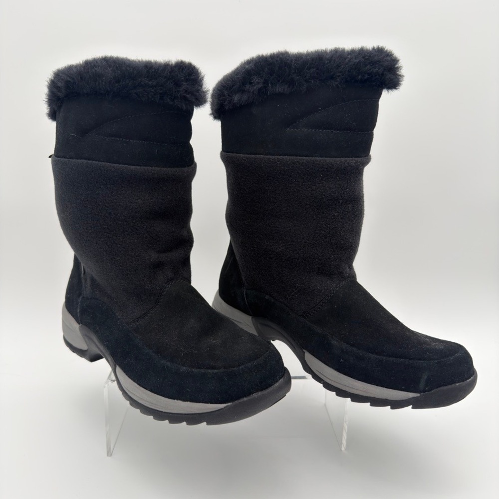Sporto Polartec Winter Boots Womens 8.5M Black Leather Insulated Faux Fur